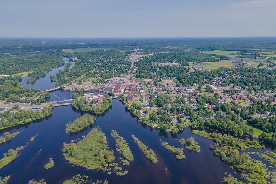 Aerial view of Potsdam, NY