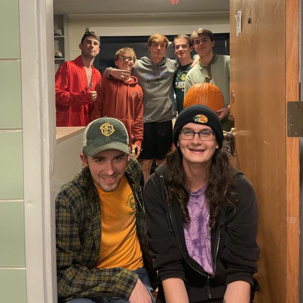 A photo of a living learning community in a freshman hallway.