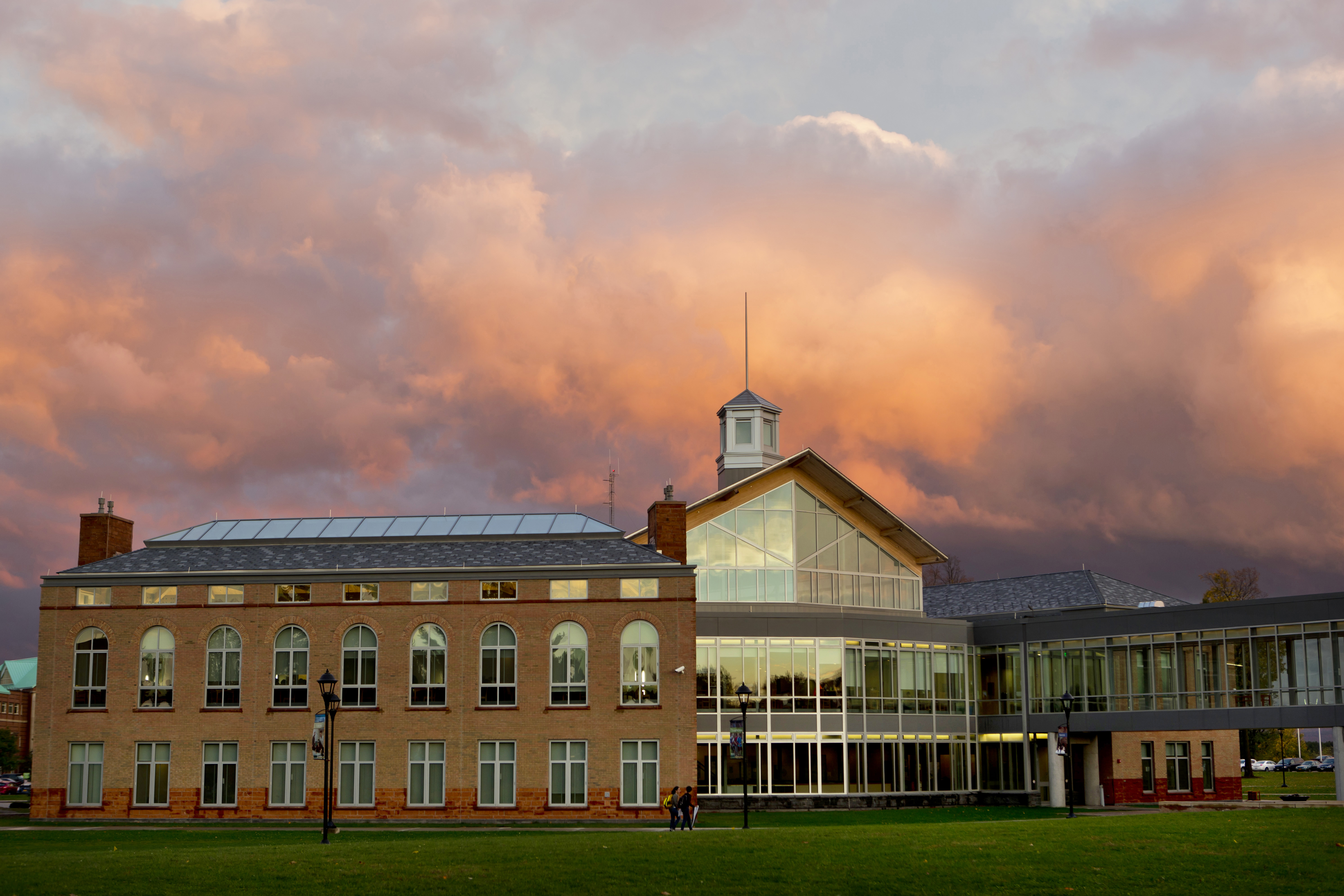 Sunset photo of Clarkson University's Student Center