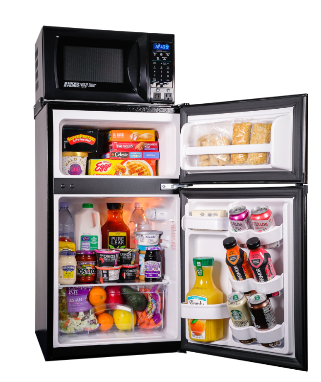Photo of a microwave/refrigerator unit.