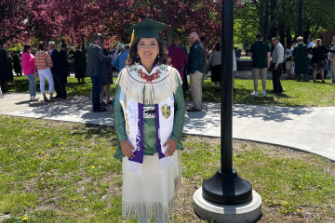 Katsistohkwineh Chrissy S. Benedict is First Clarkson Graduate to Wear Traditional Regalia to Commencement